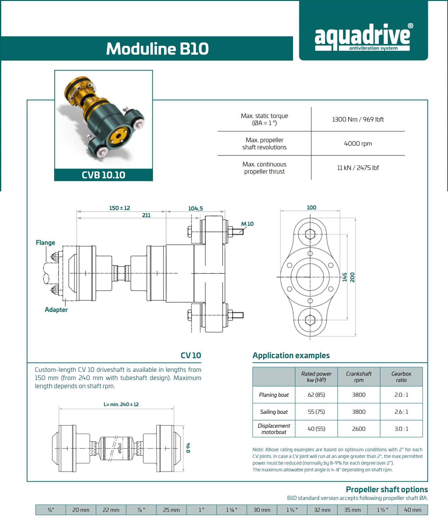 Aquadrive Thrust Assembly Cv10 - 1.5 Shaft / Series B10