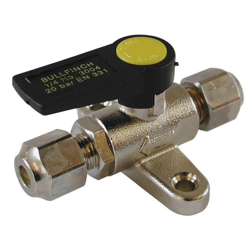 Gas Imp Ball Valve Foot Mounted 1/4 x 1/4 Comp