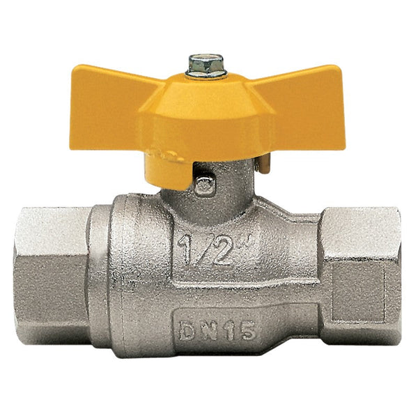 Ball Valve FF Yellow Tee Gas 1/2 BSP