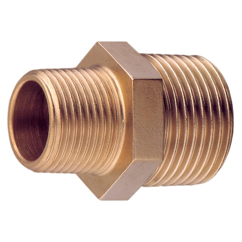 BSP Bronze Unequal Nipple 1/2 x 3/8 BSPT