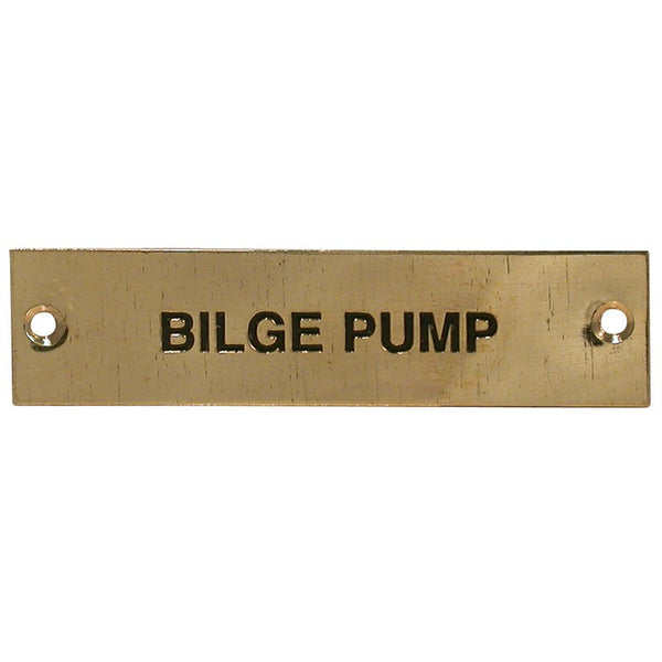 Label Stamped Bilge Pump Brass Rectangular