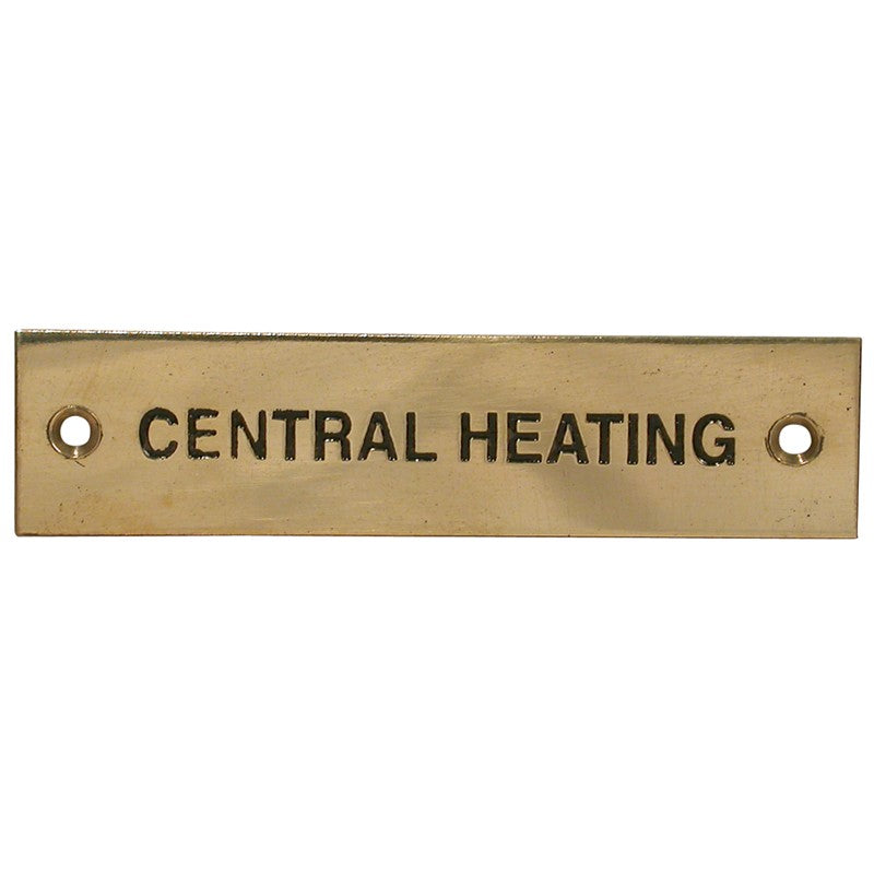 Label Stamped Central Heating Brass Rectangular