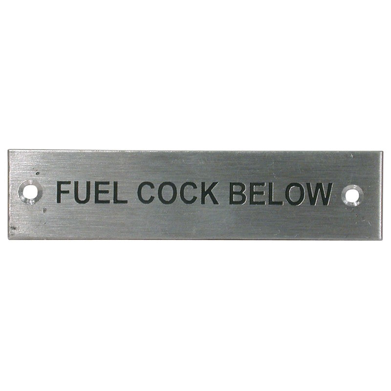 Label Stamped Fuel Cock Below Chrome Rectangular