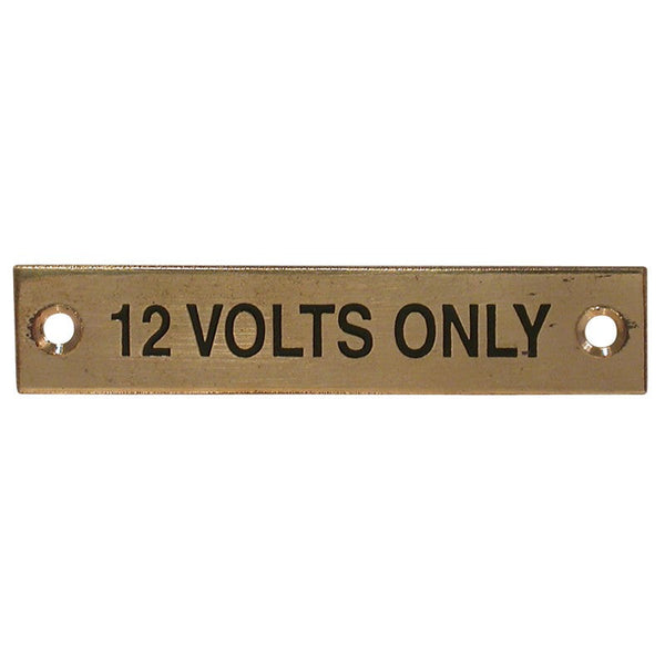 Label Stamped 12 Volts Only Brass Rectangular