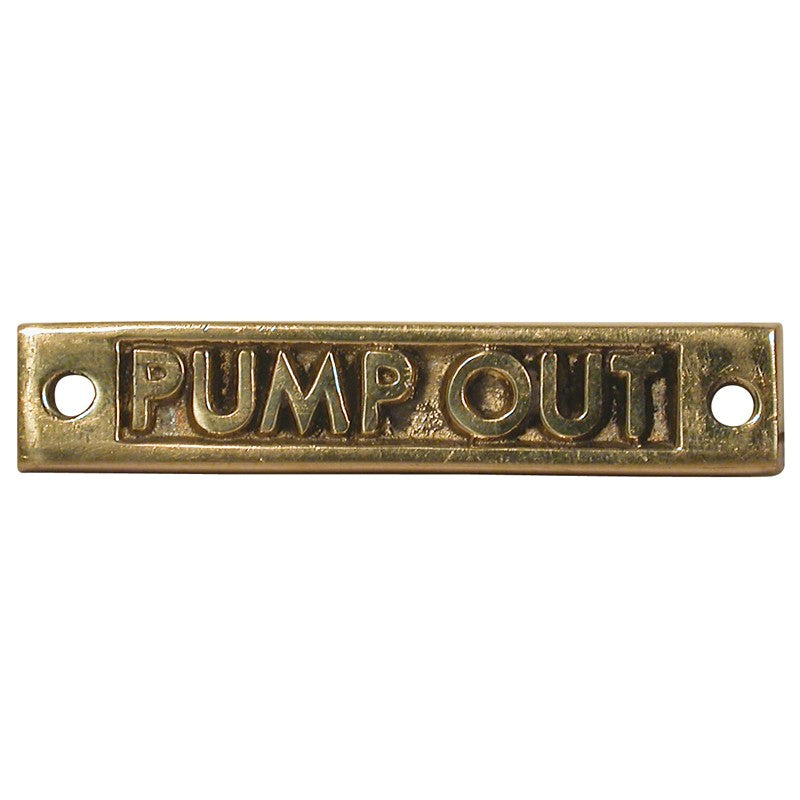 Label Cast Pump Out Brass Rectangular