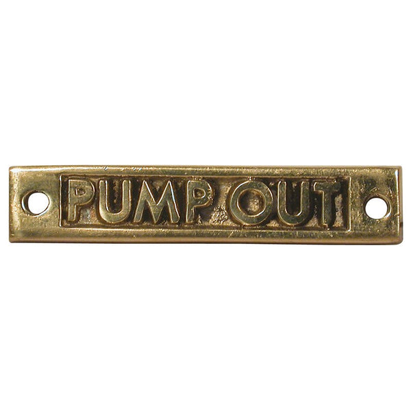 Label Cast Pump Out Brass Rectangular