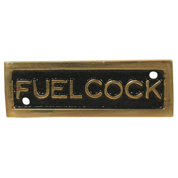 Label Cast Fuel Cock Brass Rectangular