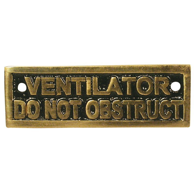 Label Cast Ventilator Do Not Obstruct Brass Rectangular