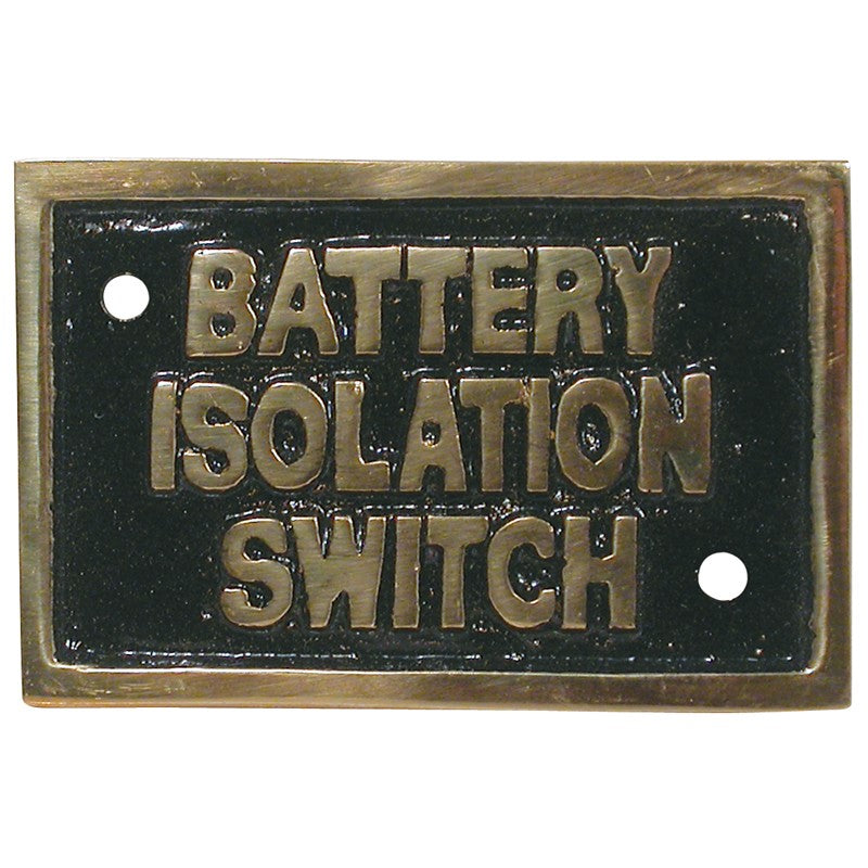 Label Cast Battery Isolation Switch Brass Rectangular