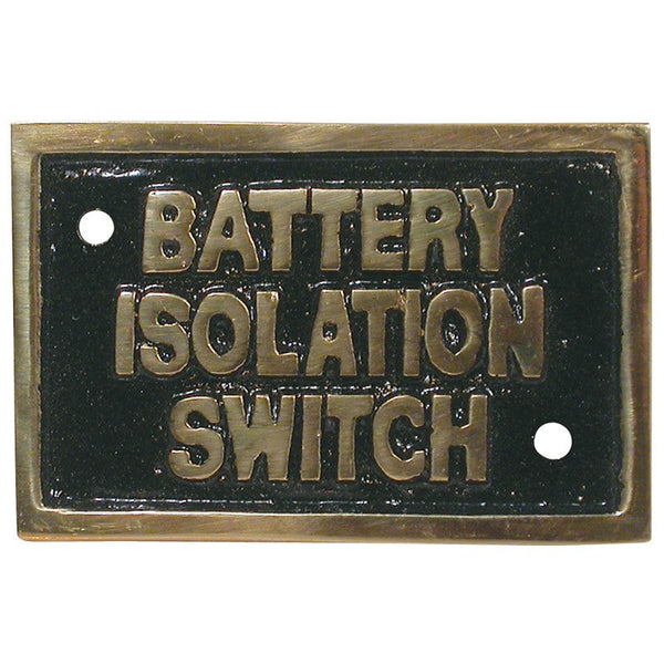 Label Cast Battery Isolation Switch Brass Rectangular