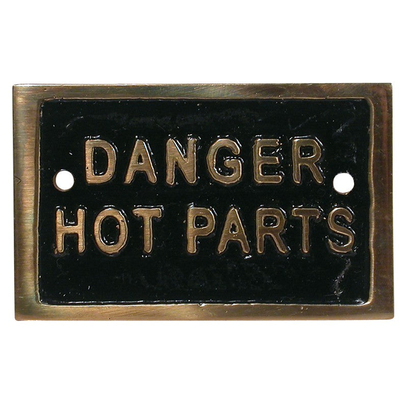 Label Cast Danger Hot Parts Brass Rectangular