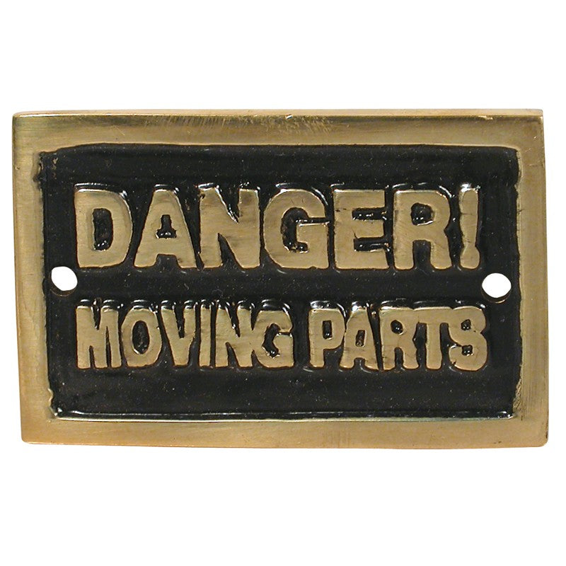 Label Cast Danger! Moving Parts Brass Rectangular