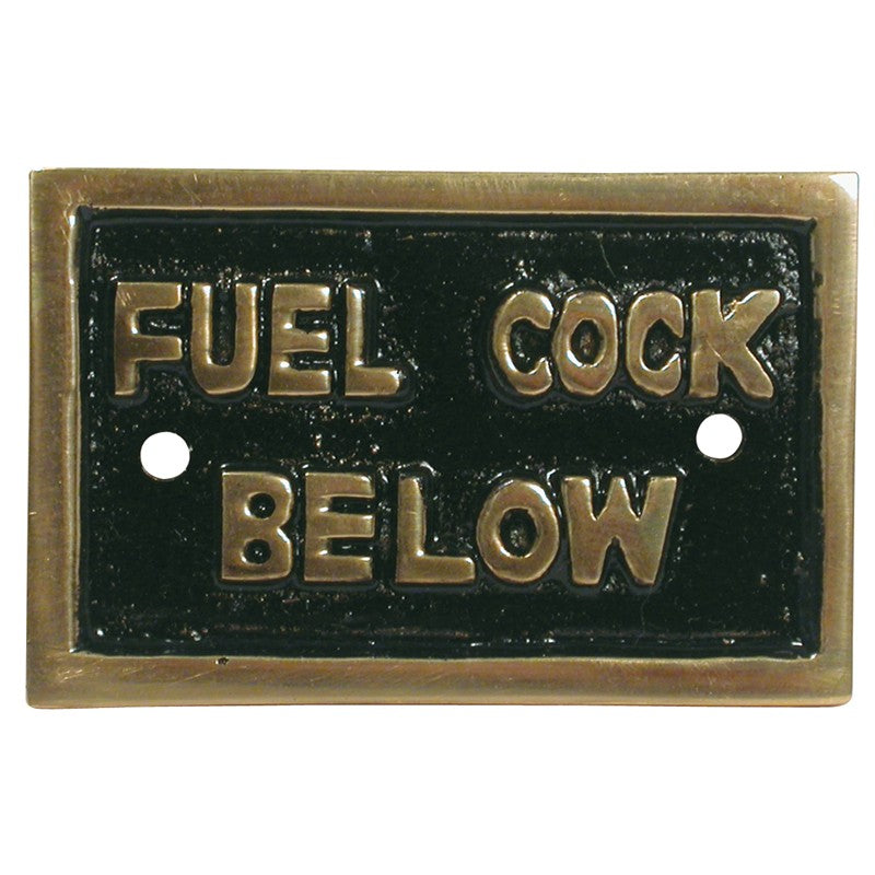 Label Cast Fuel Cock Below Brass Rectangular