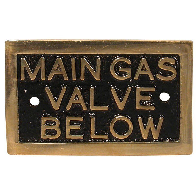 Label Cast Main Gas Valve Below Brass Rectangular