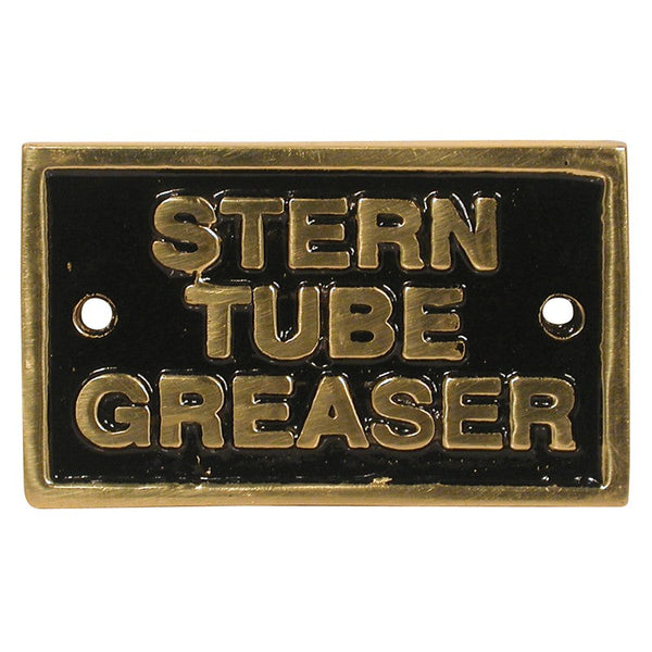 Label Cast Stern Tube Greaser Brass Rectangular