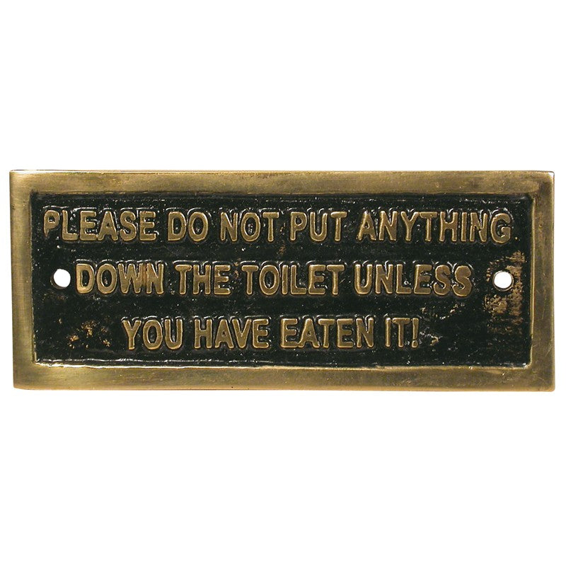 Label Cast Please Do Not Put Down Toilet Brass Rectangular