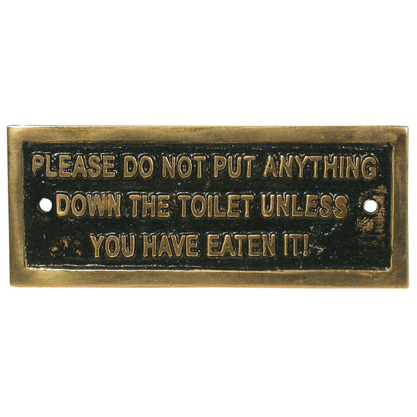 Label Cast Please Do Not Put Down Toilet Brass Rectangular