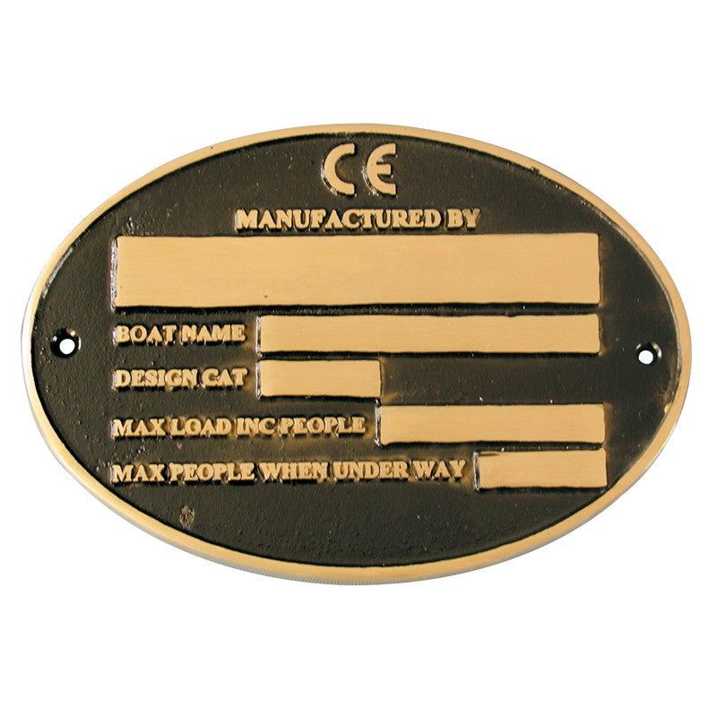 Label Cast CE Oval Painted Brass